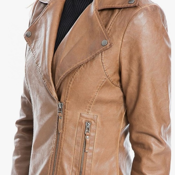 Max Studio Women's Moto Jacket. Size-L. Color-Luggage. MSRP-$98.00. NWT - Picture 4 of 13